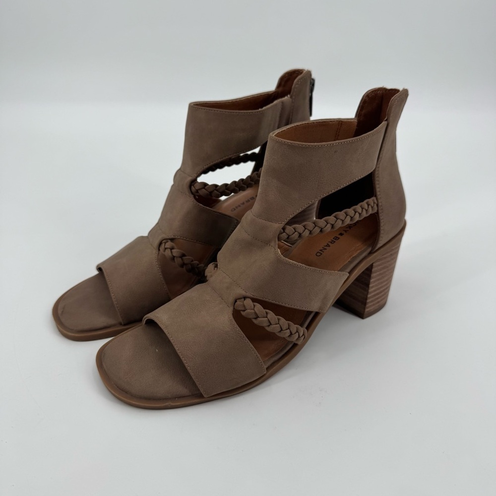 Lucky Brand Women's Brown Caged Braided Strap Block Heel Tulina Sandals Size 9 - Picture 3 of 10